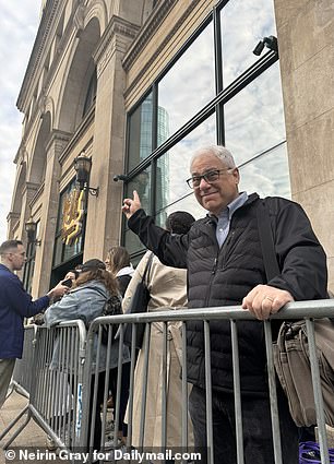 Michael Zorek, 63, is pictured standing in line outside the new Wegmans in Manhattan ahead of its October 2023 opening.