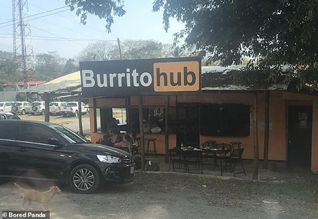 Wow! Elsewhere, another customer came across a Burrito Hub in Costa Rica that looked like a cheeky website logo.