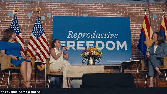 In the video, Harris talks about reproductive freedom. Abortion has been a major issue for the vice president on the campaign trail since the Supreme Court overturned Roe v Wade.