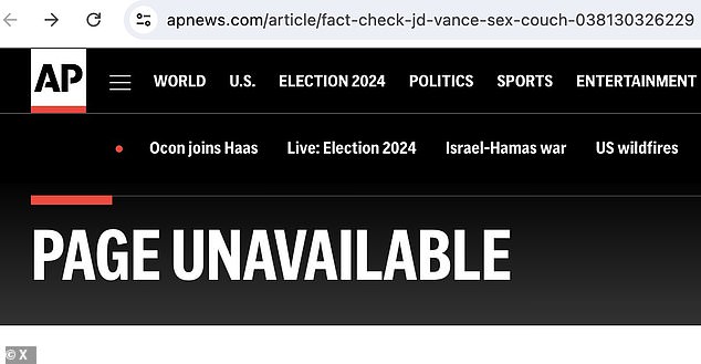 AP has removed the article from its archives and the website address indicates that it is no longer available.