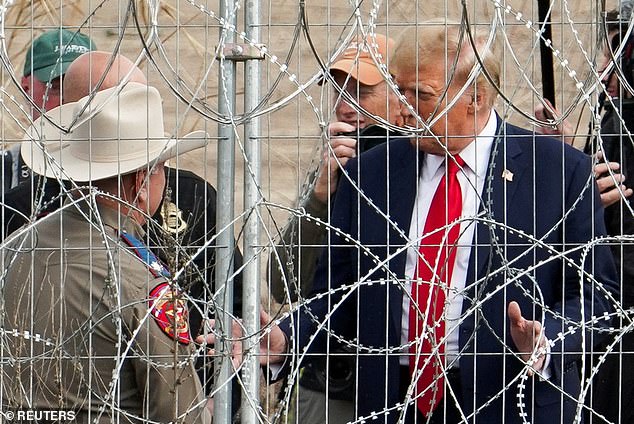 Republican presidential candidate and former U.S. President Donald Trump visits the U.S.-Mexico border in Eagle Pass, Texas, as seen from Piedras Negras, Mexico, February 29, 2024