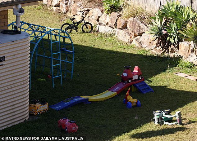 Abandoned toys were found in the yard on Wednesday, including toy cars and bicycles.