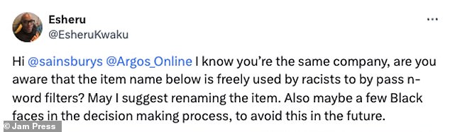 The company learned of the problem after a concerned customer turned to X claiming that the term 