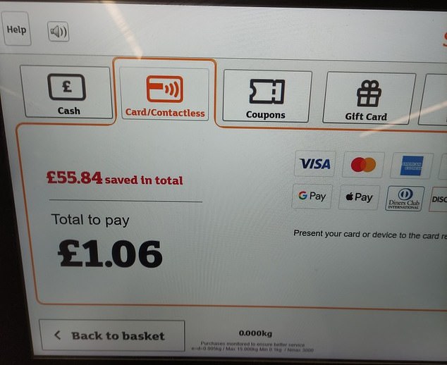 An example of coupon use: customer saves £55.84