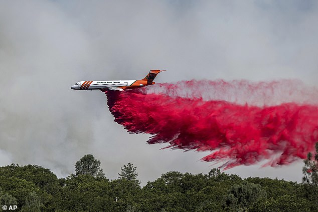 Firefighters have said they are hampered by the area's steep terrain and are using aircraft to help put out the blaze.