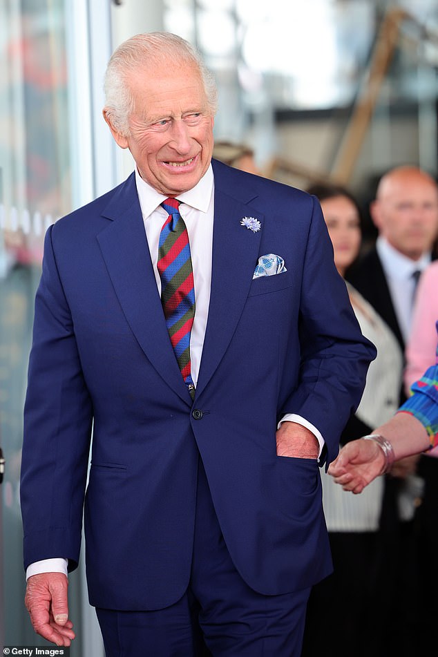 King Charles (pictured July 11 in Cardiff) is also set to receive a major boost to his income from Great British Energy's deal with the Crown Estate.