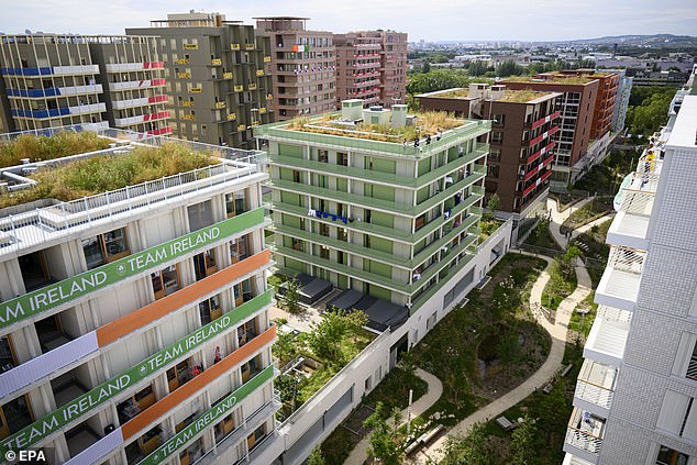 The Olympic Village can be seen from the roof of the building where the Swiss athletes live.