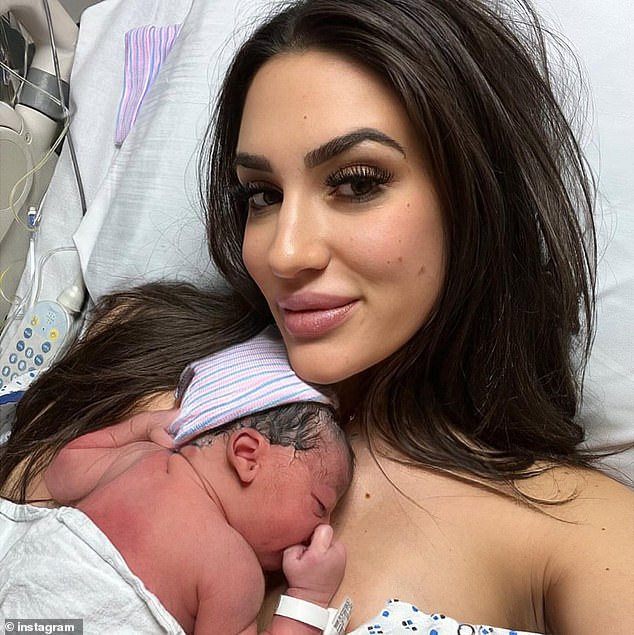 Justin Jefferson has been established as the father of a baby girl, pictured above with her mother Andrea Galea.