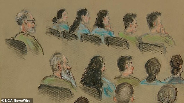 Zachary Struhs (top row, second from right) is among 14 members of the religious group The Saints accused of taking away Elizabeth's insulin several days before her death. Photo: Court Sketch / NewsWire