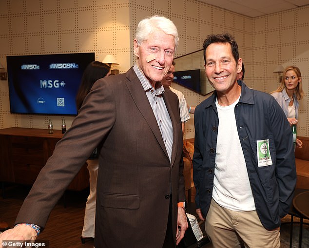 President Clinton was also seen laughing with comedian and actor Paul Rudd.