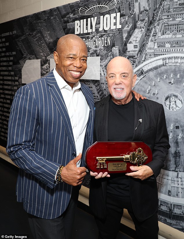 New York City Mayor Eric Adams presented Joel with the key to New York City backstage before the final show of his Madison Square Garden residency.