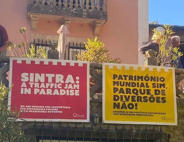 In Sintra, there are signs that draw attention to the problems of mass tourism in the region.