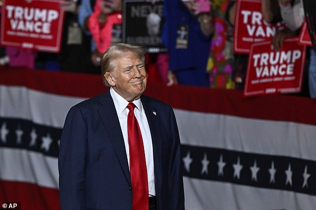 Donald Trump at his rally in Charlotte, North Carolina, on Wednesday, July 24. The former president posted on Truth Social that the debate should be held on Fox News after Biden drops out of the race.