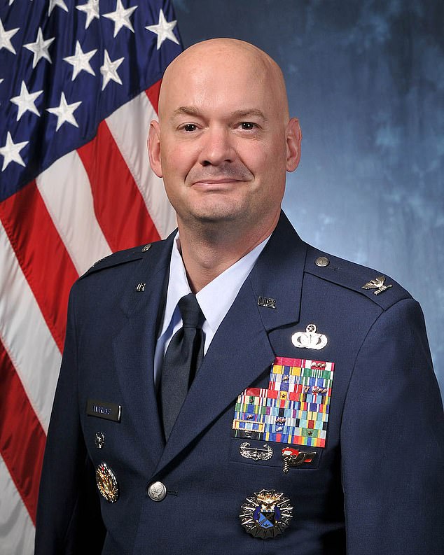 US Air Force Colonel Mark Anarumo, 54 (pictured), allegedly sexually harassed a female employee of a military university where he became president, in part by making inappropriate statements about her sex life, court documents obtained by The Daily Mail reveal. He is alleged to have told several people 