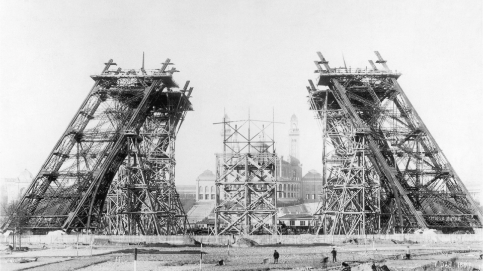 The Eiffel Tower during its construction in 1887. (Bettmann Archive/Getty Images)