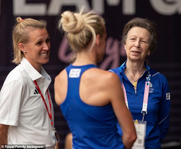 Princess Anne led the European royals who landed in the French capital and visited the British team's training base.