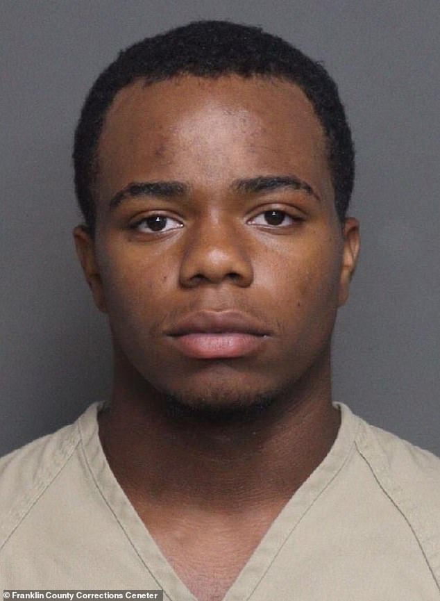 The teen, along with another 16-year-old and Gerald Dowling, 19 (pictured), have been charged with murder. Dowling was given bail of $10 million after he turned himself in to Columbus police on Wednesday and admitted his role in the tragedy.