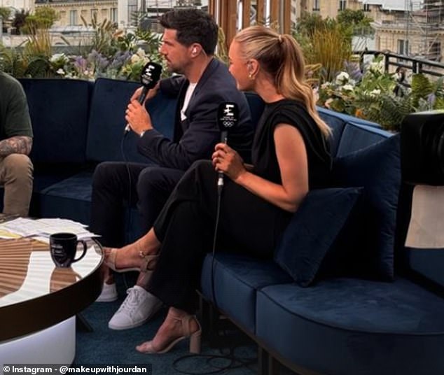 The sports presenter looked comfortable on the sofa in the Eurosport studios alongside co-presenter Craig Doyle, 53.