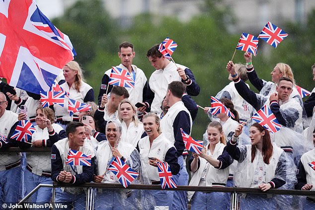 Team GB embraced the rain, with many choosing not to bother with a poncho to protect themselves from the torrential downpours.