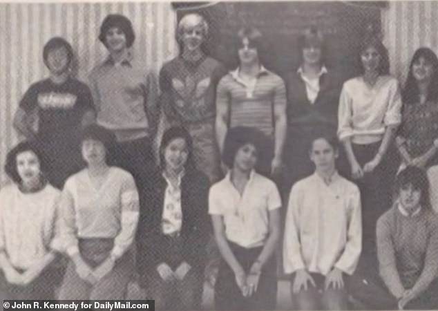 Kamala (front row, third right) in her Grade 11 photo at Westmount Secondary School.