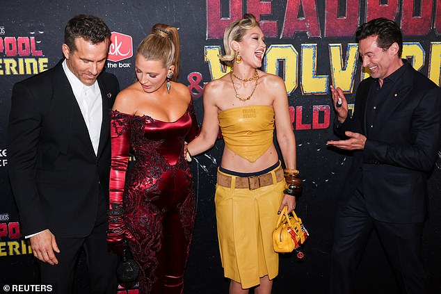 Ryan photographed with Blake, Gigi and Hugh on the red carpet