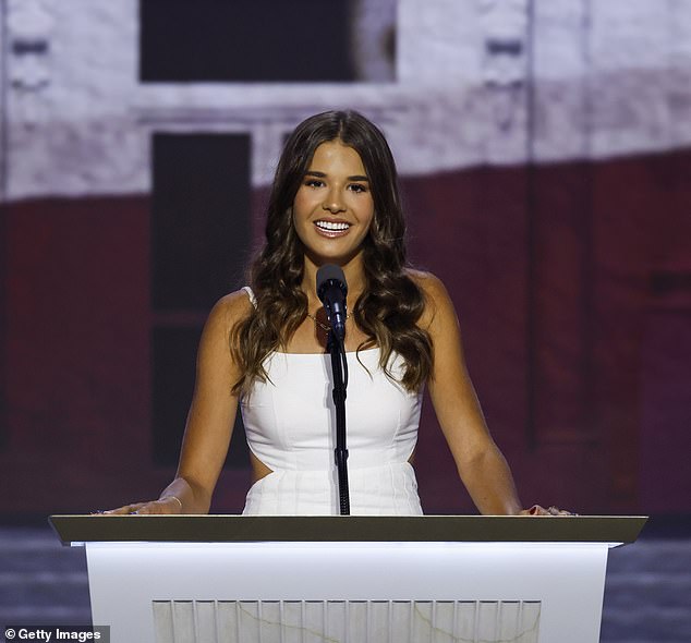 Donald Trump's 17-year-old granddaughter Kai took the stage at the Republican Convention in Milwaukee, Wisconsin, on Wednesday for her first public remarks for her grandfather.