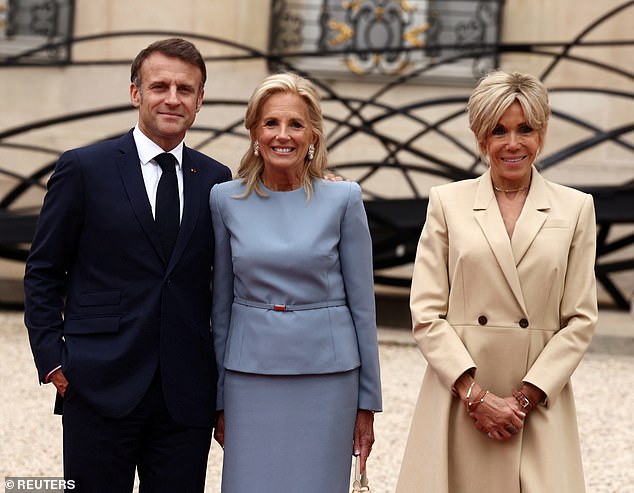 Macron and Brigitte photographed with US First Lady Jill Biden