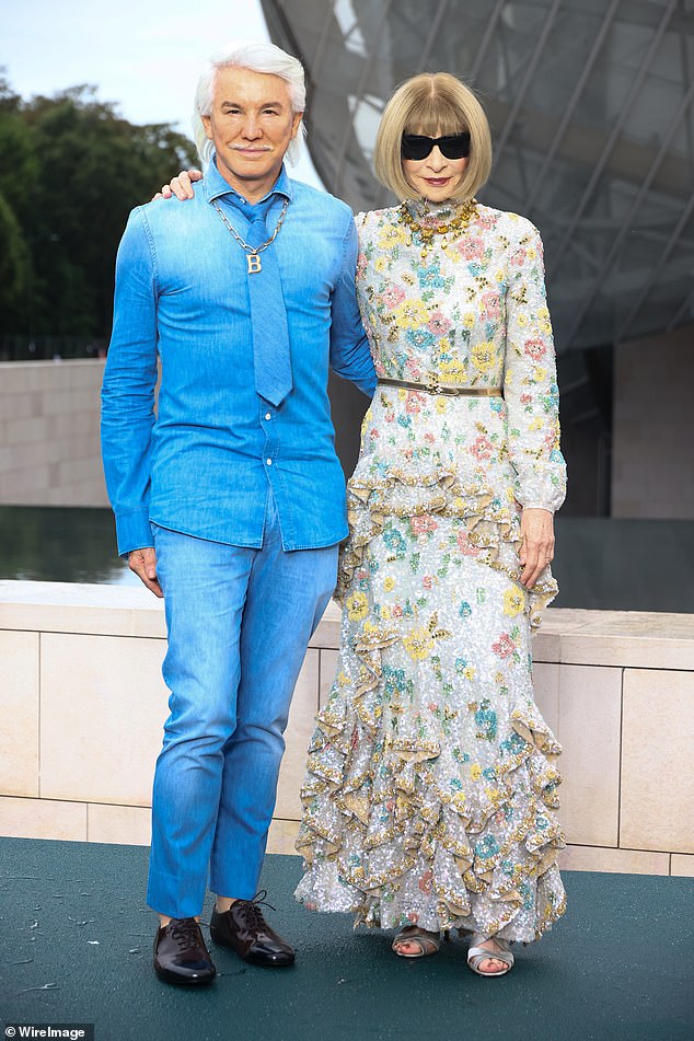 Anna Wintour, 74, editor-in-chief of Vogue and a big tennis fan, with director Baz Luhrmann