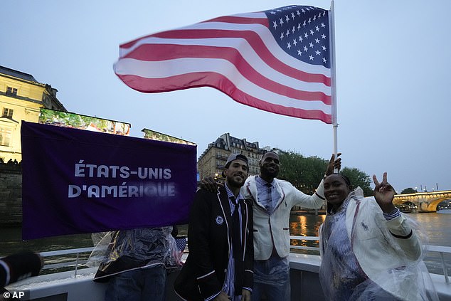 The tennis star joined LeBron James at the head of the Team USA opening ceremony boat.