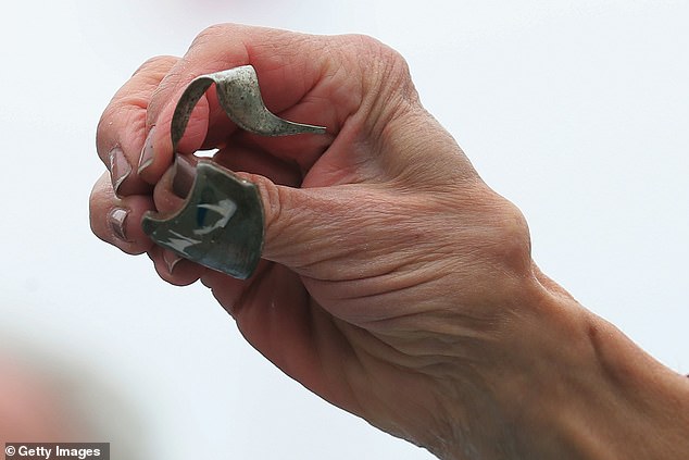 Pictured is shrapnel propelled by a faulty Takata airbag. Takata filed for bankruptcy in 2017