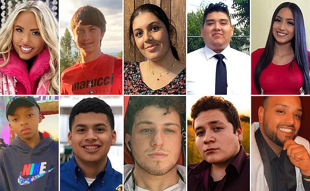 The 10 Astroworld fatalities: (clockwise) Madison Dubiski, 23; John Hilgert, 14; Bharti Shahani, 22; Axel Acosta, 21; Brianna Rodriguez, 16; Mirza Baig, 27; Franco Patino, 21; Jacob Jurinek, 21; Rodolfo Angel Pena, 23; and Ezra Blount, 9