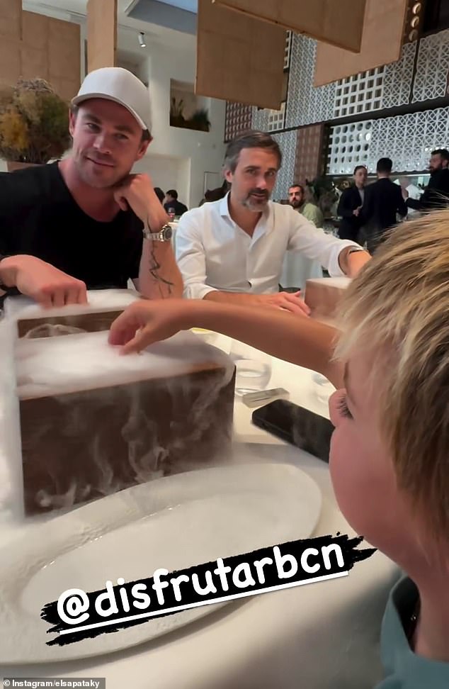 During the trip, Elsa shared a video of Chris and his kids visiting the luxurious Michelin-starred restaurant Disfrutar, which can cost upwards of $480 per person.