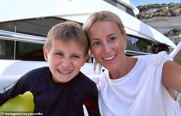 Roxy has joined her husband Oliver Curtis and their children Pixie, 13, and Hunter, 10, on the European adventure.