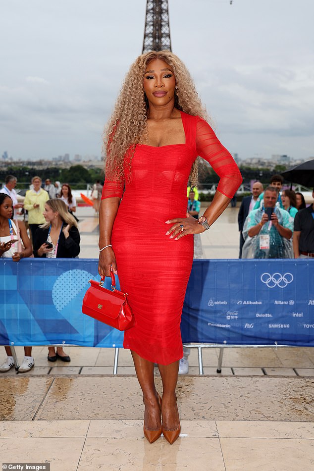 Serena Williams attends the red carpet ahead of the opening ceremony of the Paris 2024 Olympic Games on July 26, 2024