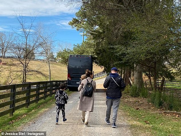 Locals have often spotted Timberlake with his wife Jessica Biel and their two children (pictured) in Bozeman.