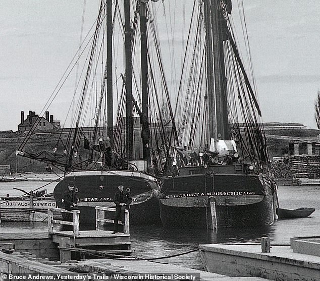 The 130-foot three-masted schooner was due to dock in South Chicago from Bay City, Michigan, when it became caught in a storm with hurricane-force winds of 50 mph around 5 a.m. on September 30, 1893.