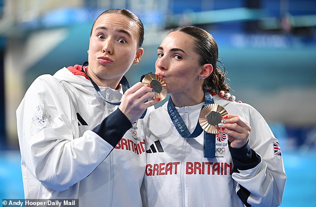 The two enjoyed the moment on a glorious morning for the British diving team.