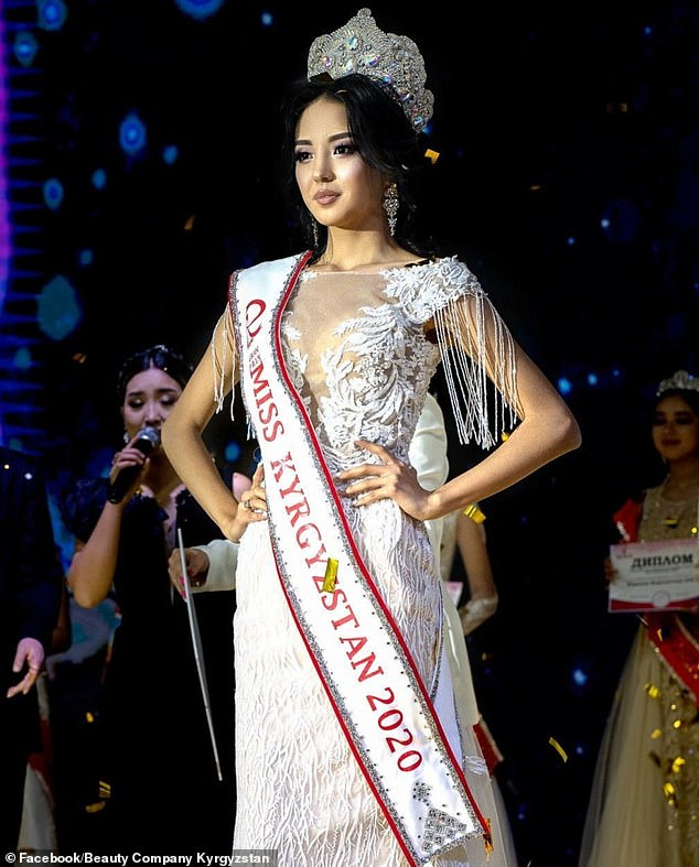 Ms Nurgozhoeva, 23, was Miss Kyrgyzstan in 2020 and has since deleted the viral engagement clip from her social media.