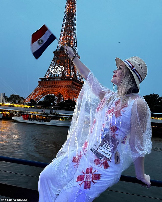 Alonso, pictured during the opening ceremony, thanked fans for supporting her on social media.