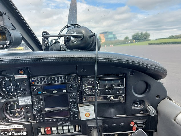 Ted's flight takes place in a refurbished Piper Warrior II aircraft.