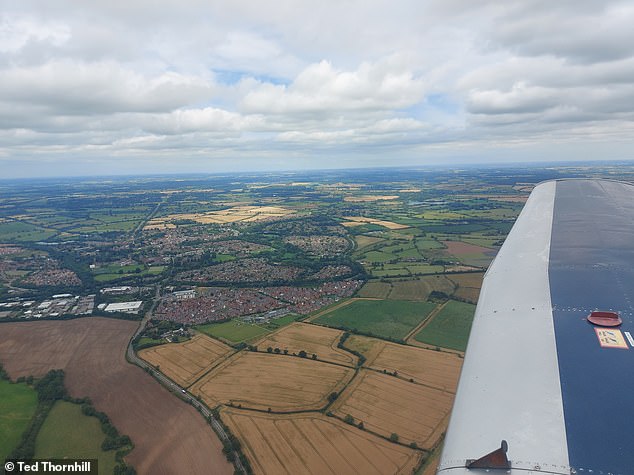 Buckingham from above. Ted reveals that he flew at a height of between 2000 and 2500 feet