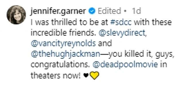 Garner also got into Deadpool and Wolverine promo mode in another Instagram post.