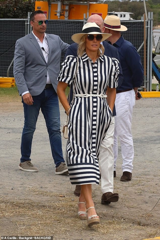 In January, Zara arrived at the Magic Millions polo and show jumping event in Australia looking stunning in this striped Rebecca Vallance dress.