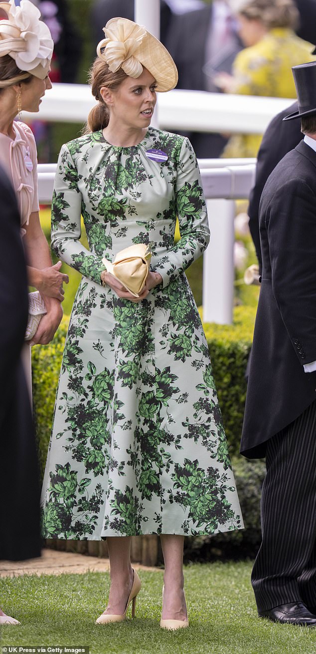 Princess Beatrice stole the show at Ascot in this green floral creation by Emilia Wickstead