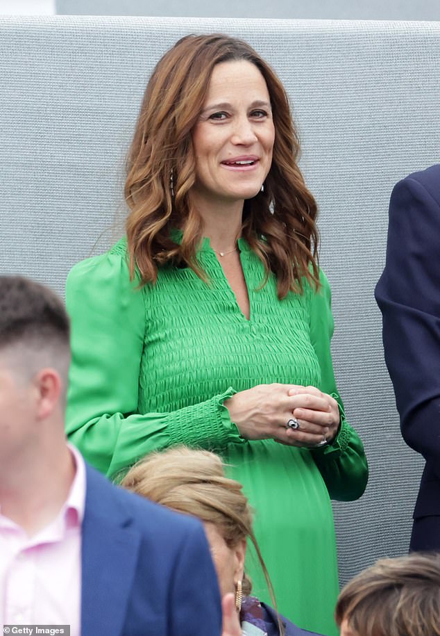 Pippa looked radiant in this Me & Em dress during the Platinum Party at the Palace in June 2022