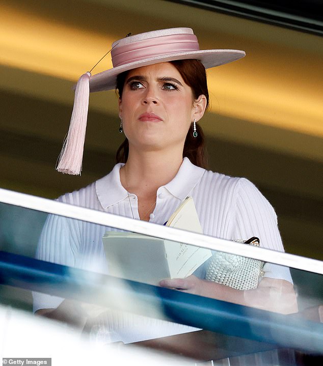 Princess Eugenie with her Anya Hindmarch handbag under her arm at Ascot 2024