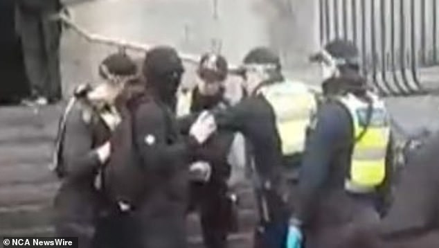 Police also intervened with eight other men for offensive behaviour in a public place.