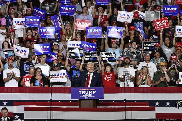 Donald Trump held a rally in Charlotte, North Carolina, on July 24, his first since Vice President Kamala Harris joined the presidential race.