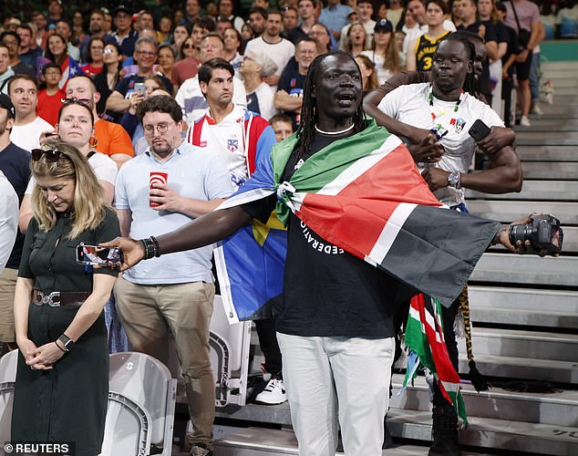 South Sudan fans react after wrong national anthem was played before Sunday's match