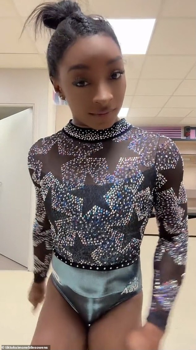 Biles posted a video on TikTok that shows her rapping some of the songs from 